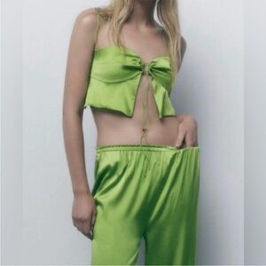 Zara Silk Blend Tie Front Top